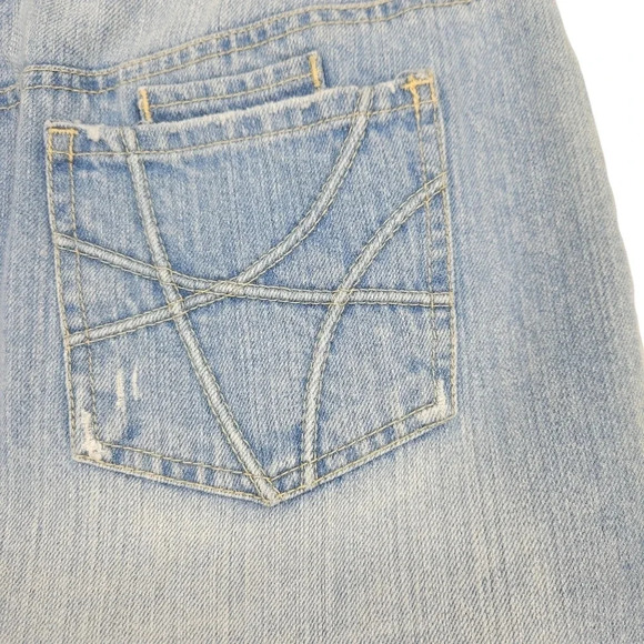 Hand Embroidered Aeropostale Mini Denim Skirt Light Wash Distressed Floral - Picture 8 of 10